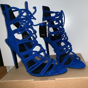 Zara Royal Blue Lace-Up Heels